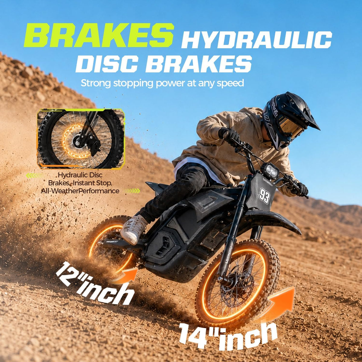 Electric Dirt Bike 3840W 48V 23.4Ah for Adults | Electric Off-Road Bike 48V 23.4Ah, 40 MPH, 53 Mi Range, 200 N·M Torque, Full Hydraulic Brakes & Suspension Black