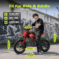 Electric Dirt Bike 3840W 48V 23.4Ah for Adults &Teens Red | 48V 23.4Ah E-Motorcycle, 40 MPH, 53-Mile Range, 200 N·M Torque, Full Hydraulic Brakes & Suspension