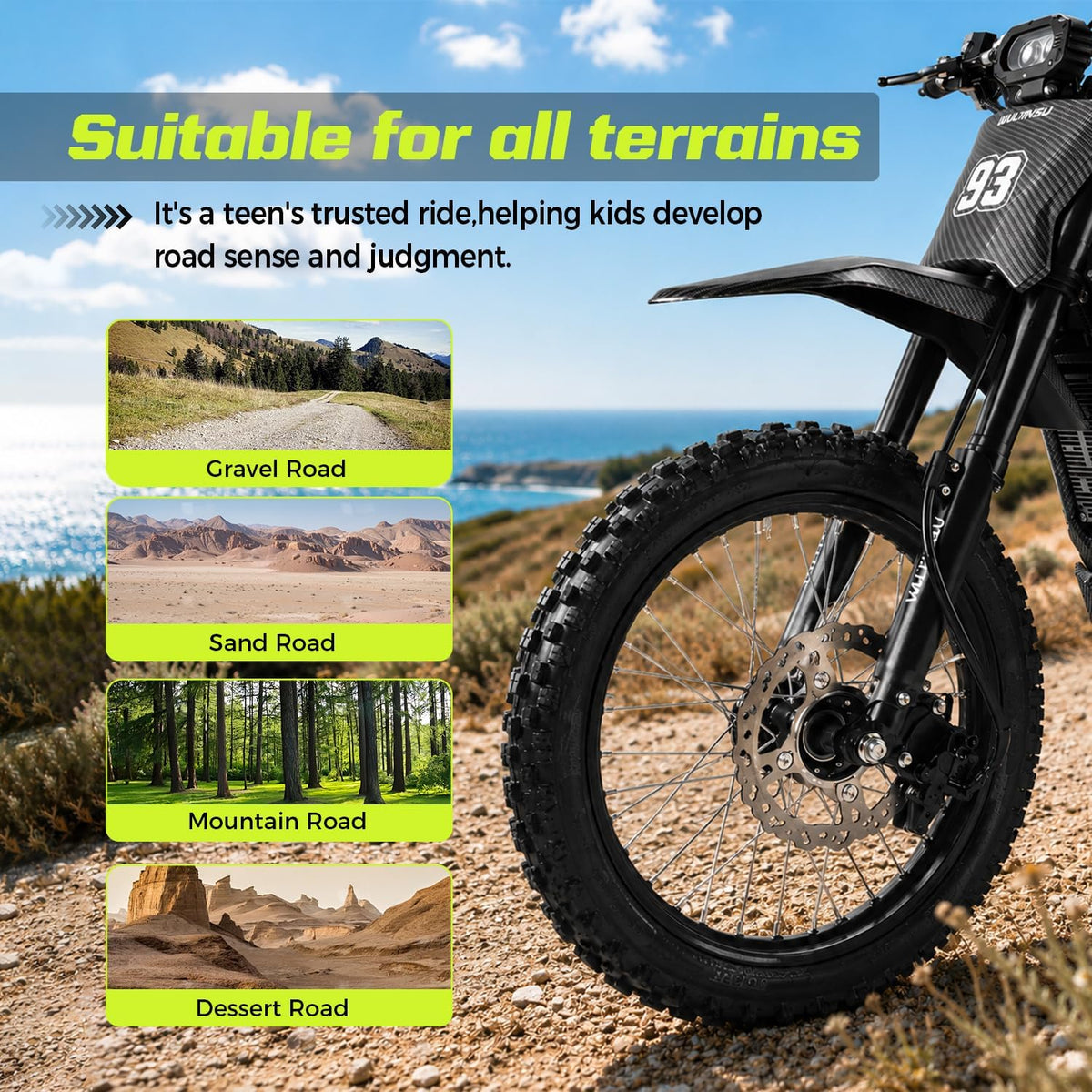 Electric Dirt Bike 3840W 48V 23.4Ah for Adults | Electric Off-Road Bike 48V 23.4Ah, 40 MPH, 53 Mi Range, 200 N·M Torque, Full Hydraulic Brakes & Suspension Black