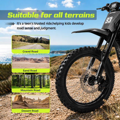 Electric Dirt Bike 3840W 48V 23.4Ah for Adults | Electric Off-Road Bike 48V 23.4Ah, 40 MPH, 53 Mi Range, 200 N·M Torque, Full Hydraulic Brakes & Suspension Black