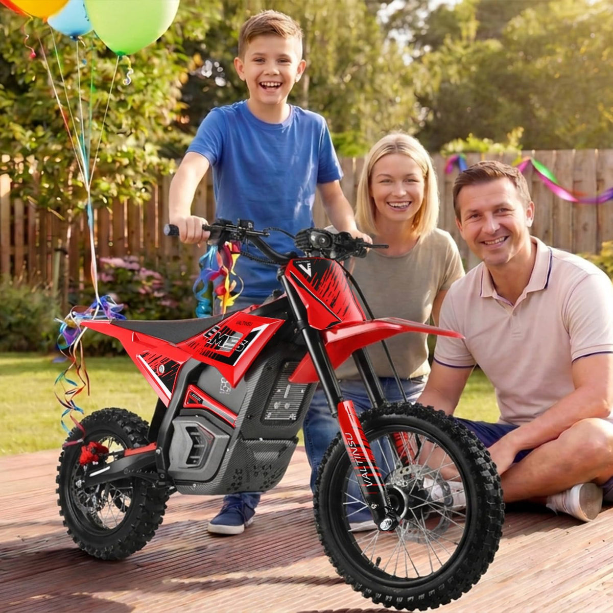 Electric Dirt Bike 3840W 48V for Adults Red | E-Dirt Bike 48V 23.4Ah, 40 MPH, 53-Mile Range, 200N·M Torque, Full Hydraulic Brakes & Dual Suspension