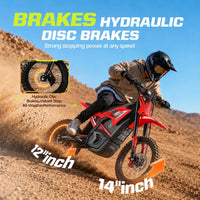Electric Dirt Bike 3840W 48V 23.4Ah for Adults &Teens Red | 48V 23.4Ah E-Motorcycle, 40 MPH, 53-Mile Range, 200 N·M Torque, Full Hydraulic Brakes & Suspension