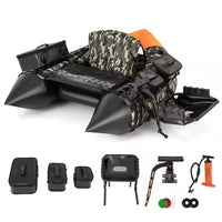 Camouflage Inflatable Fishing Float Tube Portable Fishing Boat with 3 Detachable Storage Boxes
