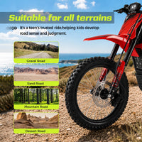 Electric Dirt Bike 3840W 48V 23.4Ah for Adults &Teens Red | 48V 23.4Ah E-Motorcycle, 40 MPH, 53-Mile Range, 200 N·M Torque, Full Hydraulic Brakes & Suspension
