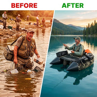 Camouflage Inflatable Fishing Float Tube Portable Fishing Boat with 3 Detachable Storage Boxes — Before & After