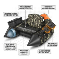 Camouflage Inflatable Fishing Float Tube Portable Fishing Boat with 3 Detachable Storage Boxes — How It Works