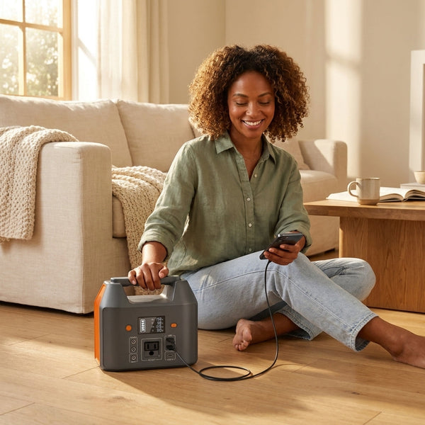 Portable Solar Generator Built for Camping, 150W Output, 155Wh Battery, 6 Outputs, AC Outlet, LED Light