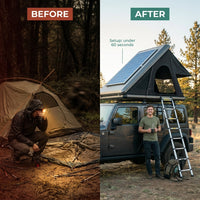 Rooftop Tent Designed for Car Camping, Hard Shell Aluminum Construction, Pop-Up Design, SUV Compatible — Before & After