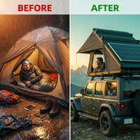 Rooftop Tent Hard Shell,Solar Panel Roof Top Tent Hardshell, Pop up Rooftop Camping for Jeep Truck Car SUV Van Wrangler. — Before & After