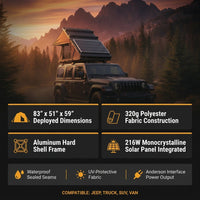 Rooftop Tent Hard Shell,Solar Panel Roof Top Tent Hardshell, Pop up Rooftop Camping for Jeep Truck Car SUV Van Wrangler. — Results & Stats
