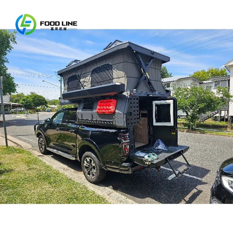 FlipStylez LLC® Overland Truck Camper with Full Kitchen | Pop-Up Rooftop Tent + Slide-Out Stove & Sink | Bulk & Custom Orders