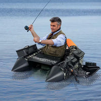 Camouflage Inflatable Fishing Float Tube Portable Fishing Boat with 3 Detachable Storage Boxes