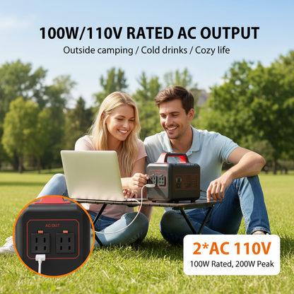 Solar Powered Generator, 100W Portable Power Station with Solar Panels 40W | 146Wh Solar Power Bank with AC Outlet,Usb A,USB C, DC Output, Small Solar Generator for Home Use Outdoor Camping RV Van Trip