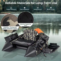 Camouflage Inflatable Fishing Float Tube Portable Fishing Boat with 3 Detachable Storage Boxes
