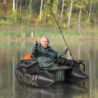 Camouflage Inflatable Fishing Float Tube Portable Fishing Boat with 3 Detachable Storage Boxes