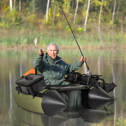 Green Inflatable Fishing Float Tube Portable Fishing Boat With3 Detachable Storage Boxes