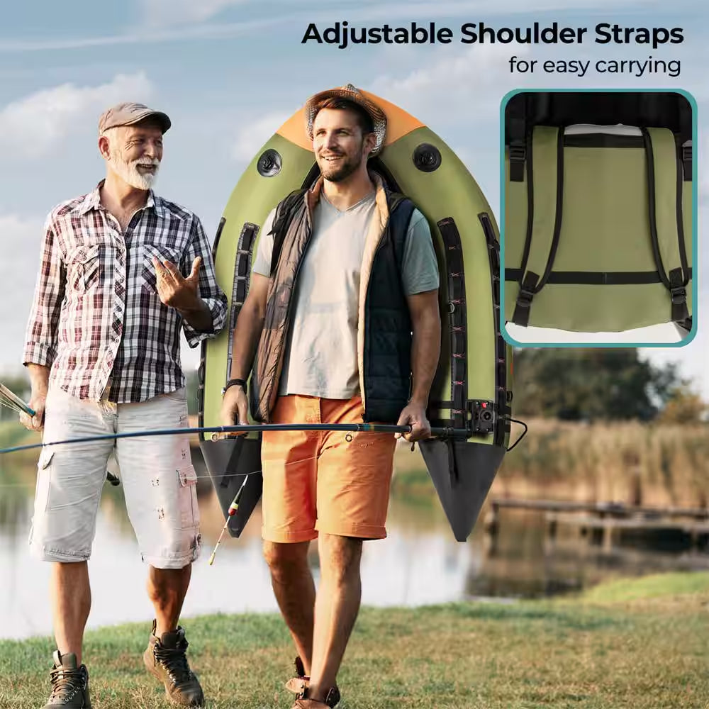 Green Inflatable Fishing Float Tube Portable Fishing Boat With3 Detachable Storage Boxes