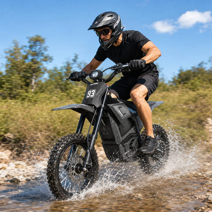 Electric Dirt Bike 3840W 48V 23.4Ah for Adults | Electric Off-Road Bike 48V 23.4Ah, 40 MPH, 53 Mi Range, 200 N·M Torque, Full Hydraulic Brakes & Suspension Black