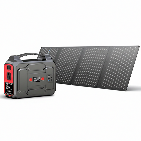 Solar Powered Generator, 100W Portable Power Station with Solar Panels 40W | 146Wh Solar Power Bank with AC Outlet,Usb A,USB C, DC Output, Small Solar Generator for Home Use Outdoor Camping RV Van Trip