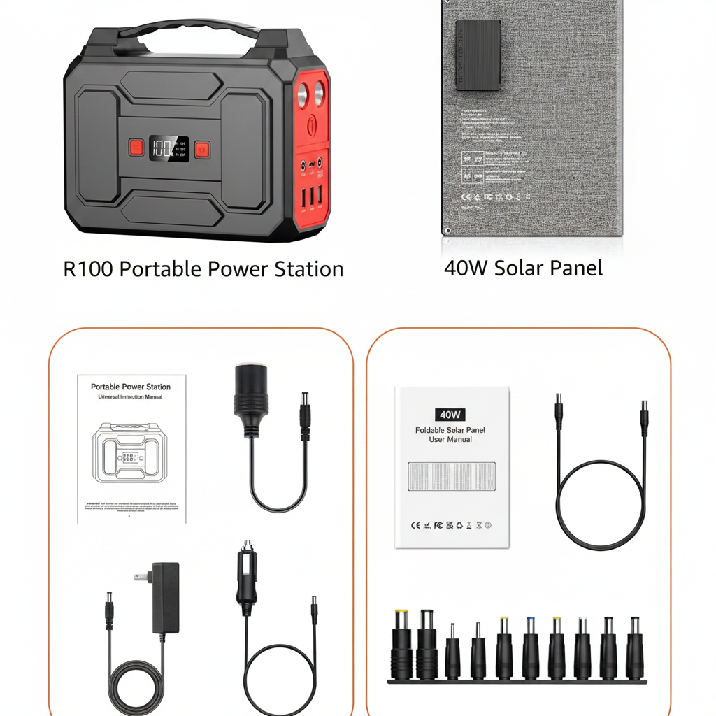 Solar Powered Generator, 100W Portable Power Station with Solar Panels 40W | 146Wh Solar Power Bank with AC Outlet,Usb A,USB C, DC Output, Small Solar Generator for Home Use Outdoor Camping RV Van Trip